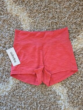 NWT Ododos Coral High-Waist Bike Shorts Pink Red